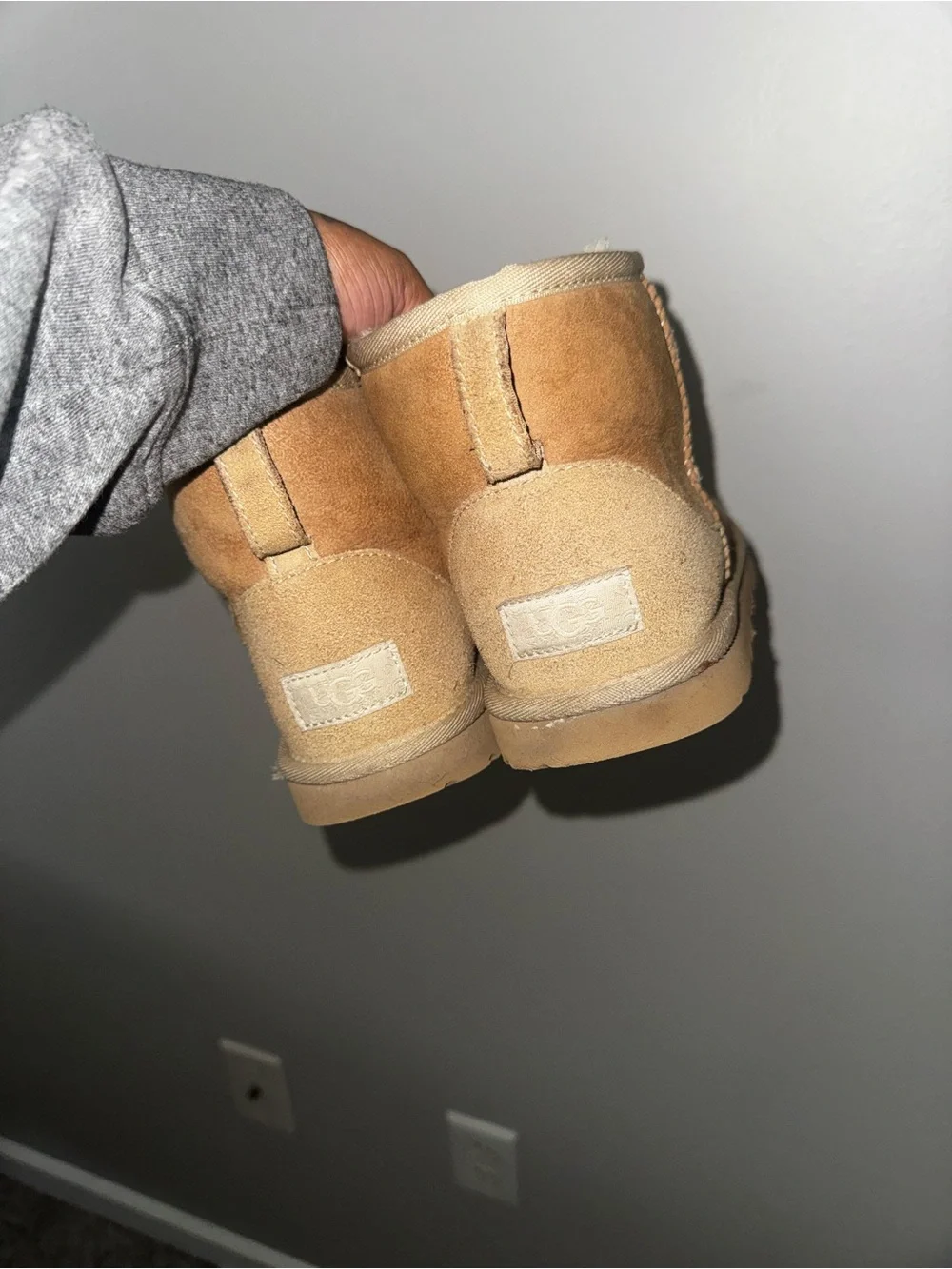 UGG Classic Mini Suede Shearling Boots in Chestnut/Tan